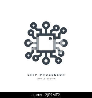Chip processor icon isolated on white background. Stock Vector