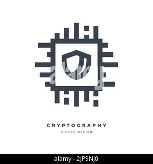 cryptography thin line icon isolated on white background. Stock Vector