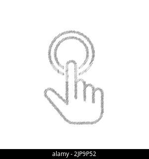 Finger pressing button sketch grey vector icon Stock Vector