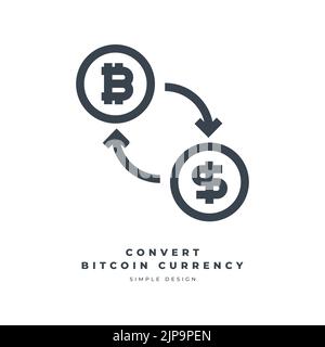 Dollar currency exchange bitcoin thin line icon. Stock Vector