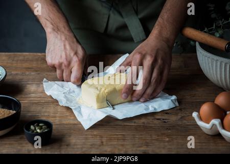 cutting, butter, baking ingredients, butters, ingredient Stock Photo