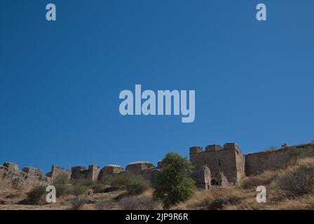 External view of the historical site Acrocorinth in Corinth, Greece in summer Stock Photo