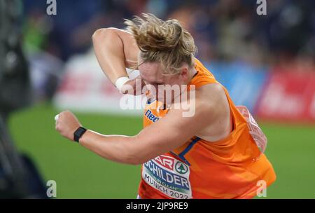 Munich, Germany - August 15, 2022, Jessica Schilder of Netherlands Gold medal during the Athletics, Women's Shot Put at the European Championships Munich 2022 on August 15, 2022 in Munich, Germany - Photo Laurent Lairys / DPPI Stock Photo