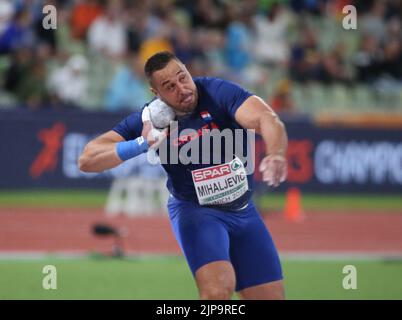 Munich, Germany - August 15, 2022, Filip Mihaljevic of Croatia Gold medal during the Athletics, Men's Shot Put at the European Championships Munich 2022 on August 15, 2022 in Munich, Germany - Photo Laurent Lairys / DPPI Stock Photo