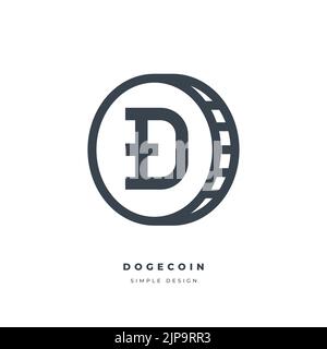 Dogecoin (DOGE) cryptocurrency line icon isolated on white background. Digital currency. Stock Vector