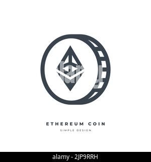 Ethereum cryptocurrency thin line icon. Stock Vector