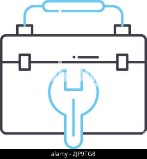 toolbox repair kit line icon, outline symbol, vector illustration, concept sign Stock Vector