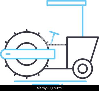single drum roller line icon, outline symbol, vector illustration, concept sign Stock Vector