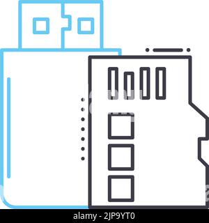 memory cards line icon, outline symbol, vector illustration, concept sign Stock Vector