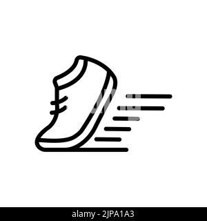 Running foot icon. Outline running foot vector icon for web design isolated on white background Stock Vector