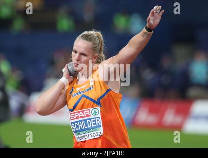 Jessica Schilder of Netherlands Gold medal during the Athletics, Women's Shot Put at the European Championships Munich 2022 on August 15, 2022 in Munich, Germany - Photo: Laurent Lairys/DPPI/LiveMedia Stock Photo