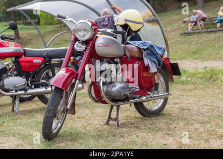 Jawa 250, type 353, Restored old motorcycle from 1960s at motorcycle meet in Slovakia Stock Photo