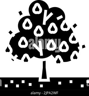 pear tree glyph icon vector illustration Stock Vector Image & Art - Alamy