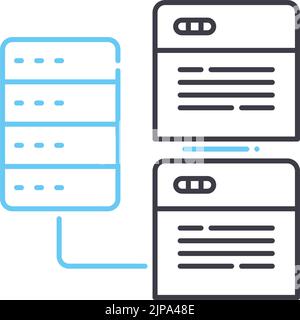 relational database line icon, outline symbol, vector illustration, concept sign Stock Vector