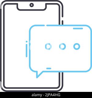 Message sign, sms symbol, vector black line illustration Stock Vector ...