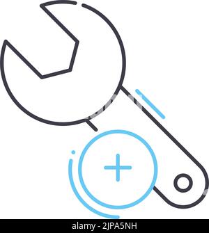 wrenching line icon, outline symbol, vector illustration, concept sign Stock Vector