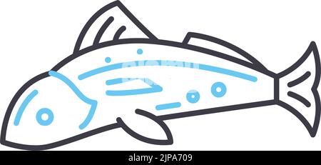 trout line icon, outline symbol, vector illustration, concept sign Stock Vector