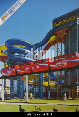 1980's postcard of the monorail at Somerwest World, Butlins Minehead Resort. Stock Photo
