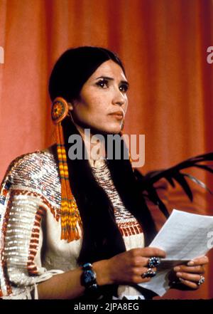 Aug 16, 2022: The Academy has apologized to SACHEEN LITTLEFEATHER, a Native American activist and actress booed off stage at the Oscars nearly 50 years ago. She appeared on live TV in 1973 to refuse an Oscar on behalf of Marlon Brando, who had won the best actor prize for The Godfather. Brando rejected the award because of misrepresentation of Native Americans by the US film industry. FILE PHOTO SHOT ON: 1973, Los Angeles, USA: Sacheen Littlefeather gives speech during 1973 Academy Awards. (Credit Image: © Globe Photos/ZUMA Wire) Stock Photo