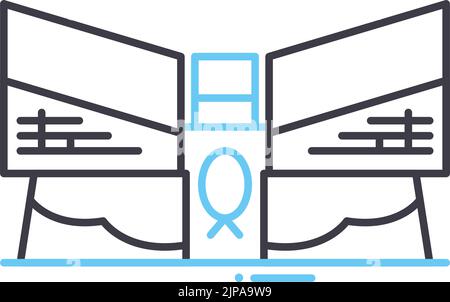 osaka aquarium line icon, outline symbol, vector illustration, concept sign Stock Vector