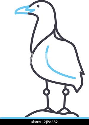 seagull bird line icon, outline symbol, vector illustration, concept sign Stock Vector