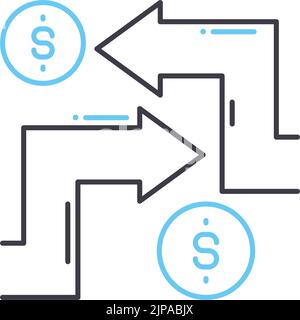 multiple income line icon, outline symbol, vector illustration, concept sign Stock Vector