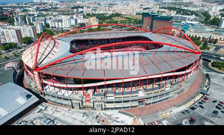 Aerial view of the Benfica Stadium home to the S.L. Benfica football club, Stock Photo