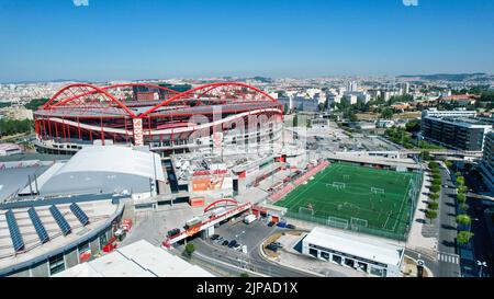 Aerial view of the Benfica Stadium home to the S.L. Benfica football club, Stock Photo