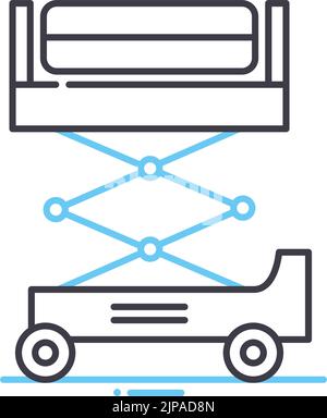 scissor lift line icon, outline symbol, vector illustration, concept sign Stock Vector