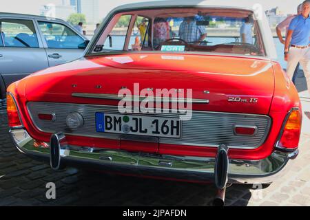 Ford Taunus 20M TS from the sixties at the oldtimer show in Cologne, rear view
