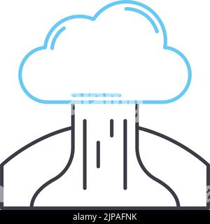 nuclear explosion line icon, outline symbol, vector illustration, concept sign Stock Vector