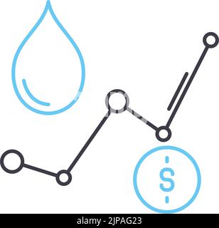 oil price index line icon, outline symbol, vector illustration, concept sign Stock Vector