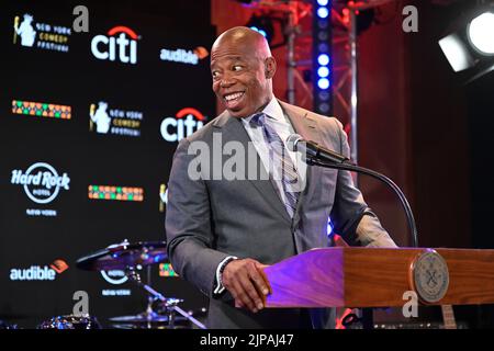 Mayor Eric Adams announces the return of the 18th annual New York Comedy Festival at the Hard Rock Hotel on August 16, 2022 in New York. Stock Photo