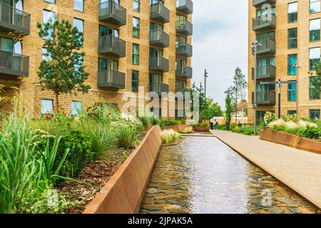 New apartment blocks built on the site of the old Horlicks Factory, a development by Berkeley Homes, Slough, UK.  Now renamed The Horlicks Quarter. Stock Photo