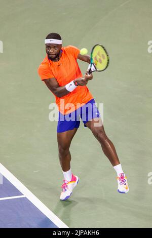 Mason, Ohio, USA. 15th Aug, 2022. Frances Tiafoe plays the ball against opponent Matteo Berritini during the Western and Southern Open tennis tournament. (Credit Image: © Wally Nell/ZUMA Press Wire) Stock Photo