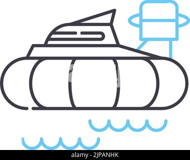 hovercraft transportation line icon, outline symbol, vector illustration, concept sign Stock Vector