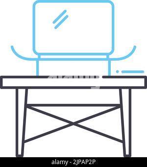 stending desk line icon, outline symbol, vector illustration, concept sign Stock Vector