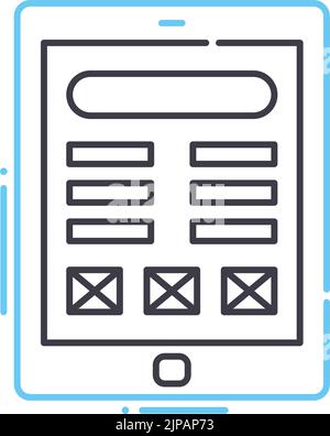 mobile landing page line icon, outline symbol, vector illustration, concept sign Stock Vector