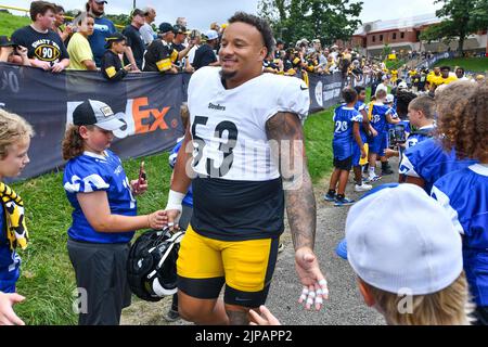 Pittsburgh, Pennsylvania, USA. 15th Aug, 2022. August 15th, 2022 James  Daniels #78 during the Pittsburgh Steelers Training Camp at St. Vincent  College in Latrobe, PA. Jake Mysliwczyk/BMR (Credit Image: © Jake  Mysliwczyk/BMR