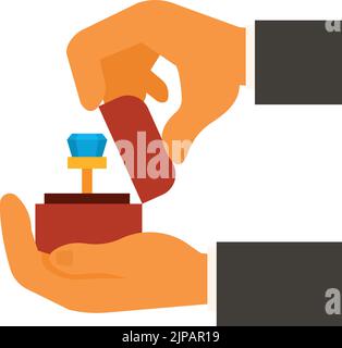 Golden ring with diamond in a gift box Stock Vector