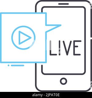 sports live tv stream line icon, outline symbol, vector illustration, concept sign Stock Vector