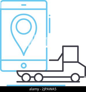 logistics tracking line icon, outline symbol, vector illustration, concept sign Stock Vector
