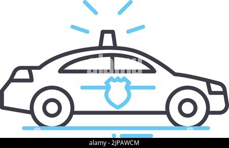 police car line icon, outline symbol, vector illustration, concept sign Stock Vector