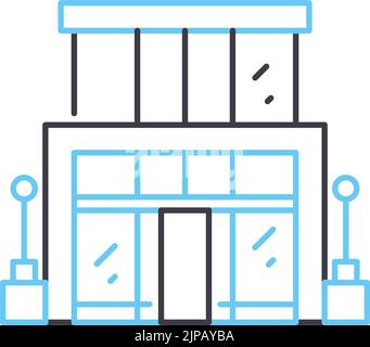 small office building line icon, outline symbol, vector illustration, concept sign Stock Vector