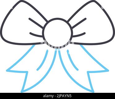Bow gift ribbon line simple element set. Hand drawn doodle stroke ...
