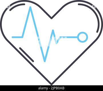 heartbeat line icon, outline symbol, vector illustration, concept sign Stock Vector