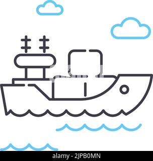 oil tanker line icon, outline symbol, vector illustration, concept sign Stock Vector