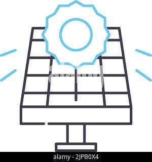 solar panel line icon, outline symbol, vector illustration, concept sign Stock Vector