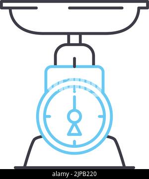 kitchen scales line icon, outline symbol, vector illustration, concept sign Stock Vector
