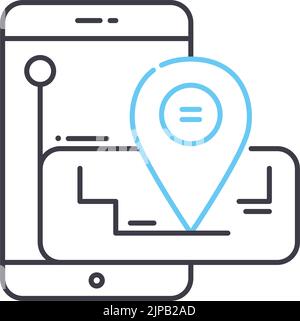 Navigation map line icon concept. Navigation map flat vector symbol ...